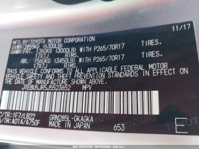 Toyota 4runner Sr5 Premium 2018 JTEBU5JR5J5523652 Image 9