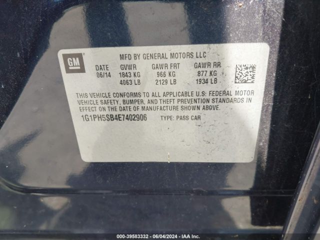 1G1PH5SB4E7402906 Chevrolet Cruze Eco Auto
