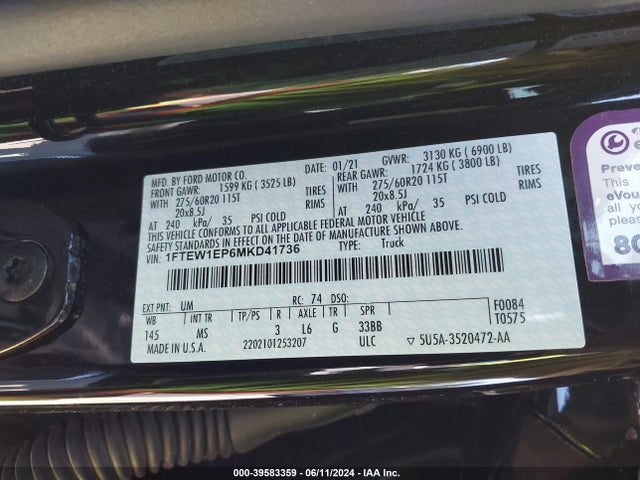 Ford F-150 Xlt 2021 1FTEW1EP6MKD41736 Image 9
