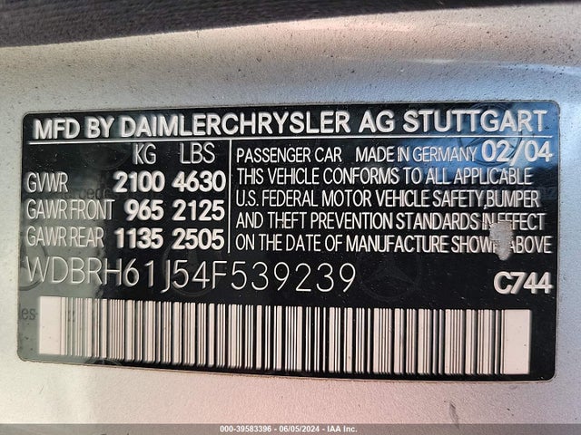 2004 MERCEDES-BENZ C 240 WDBRH61J54F539239 Photo 8