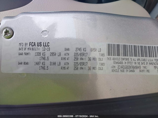 Dodge Grand Caravan Se 2019 2C4RDGBG9KR809049 Image 9