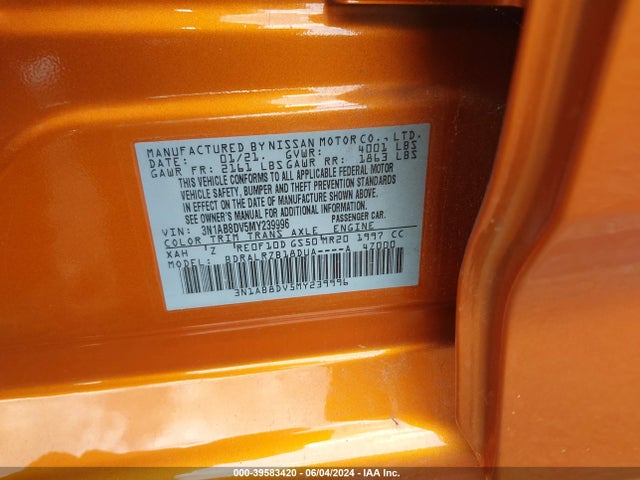 Nissan Sentra Sr Xtronic Cvt 2021 3N1AB8DV5MY239996 Image 9
