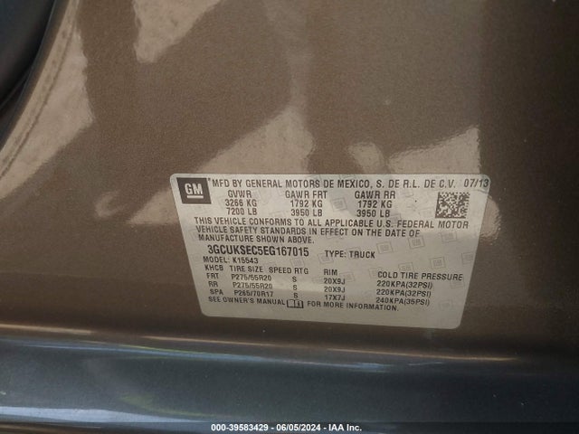 Chevrolet Silverado 1500 2lz 2014 3GCUKSEC5EG167015 Image 9