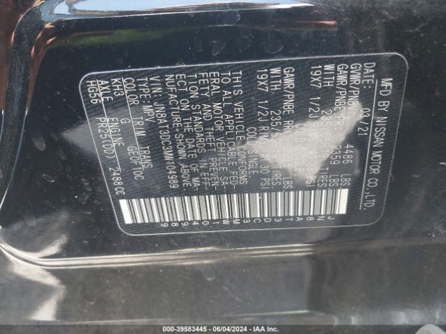 JN8AT3DC3MW104989 Nissan Rogue Platinum Fwd