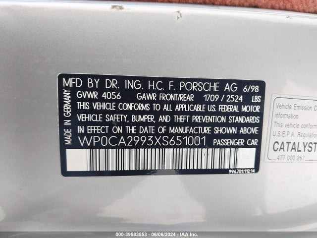 1999 PORSCHE 911 WP0CA2993XS651001 Photo 8