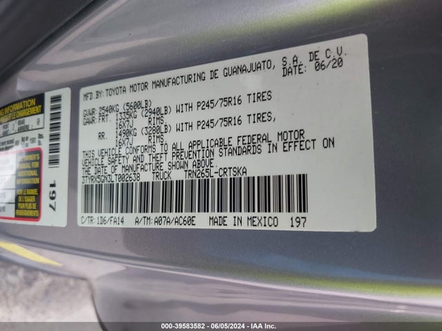 Toyota Tacoma Sr 2020 3TYRX5GN3LT002638 Image 9