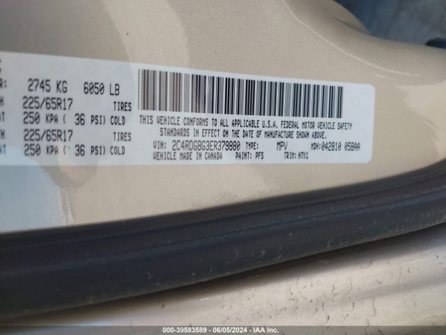 2C4RDGBG3ER379880 Dodge Grand Caravan Se