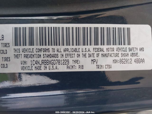 1C4NJRBBXGD781229 Jeep Patriot Sport