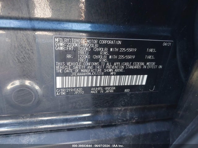 Toyota Venza Limited 2021 JTEAAAAH9MJ051018 Image 9