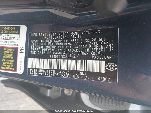 Toyota CAMRY LE 2017 4T1BF1FK3HU648213 Image 9