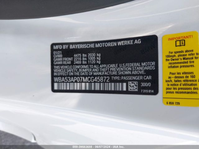WBA53AP07MCG45872 BMW 430I