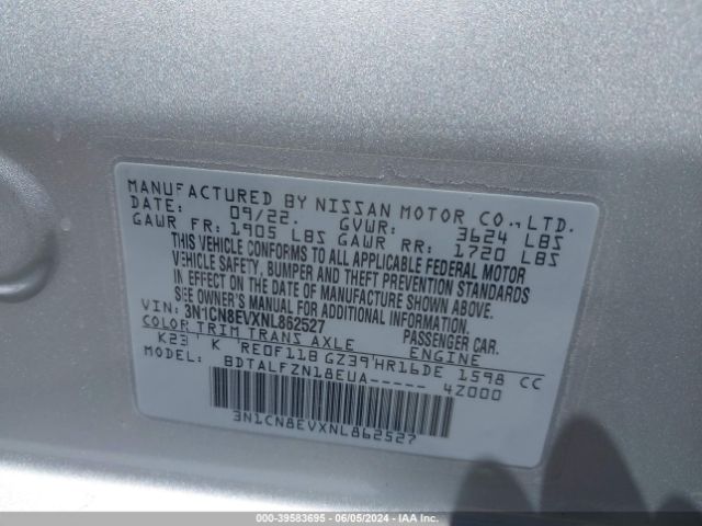 3N1CN8EVXNL862527 Nissan Versa 1.6 Sv Xtronic Cvt