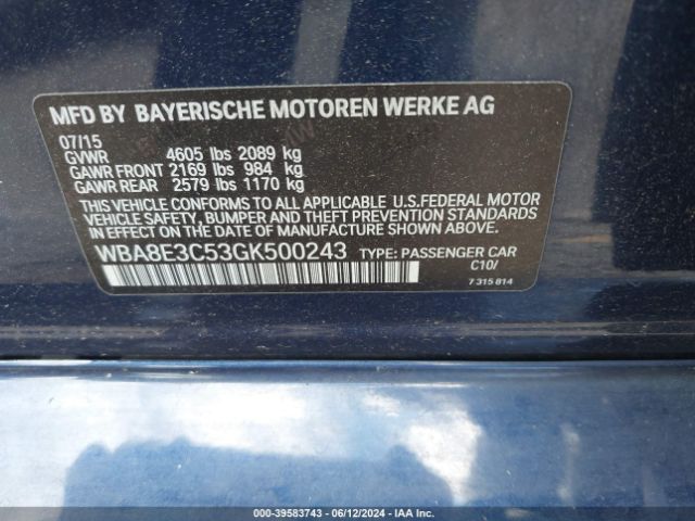 WBA8E3C53GK500243 BMW 328i Xdrive