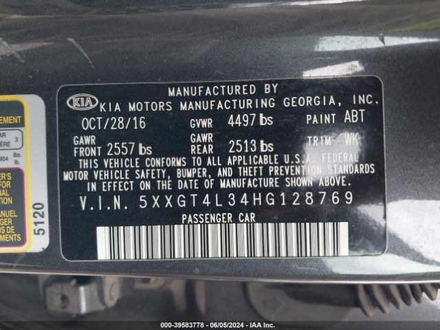 5XXGT4L34HG128769 KIA Optima Lx