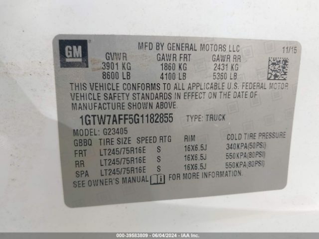1GTW7AFF5G1182855 GMC Savana 2500 Work Van