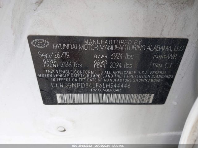 5NPD84LF6LH544446 Hyundai ELANTRA SEL