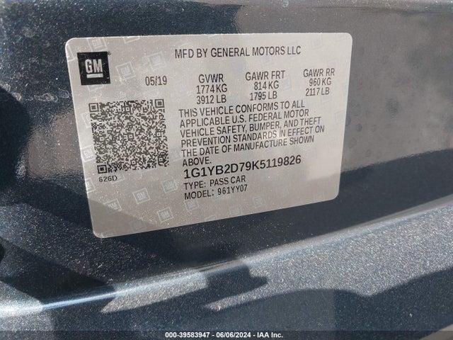 Chevrolet CORVETTE STINGRAY 2019 1G1YB2D79K5119826 Image 9