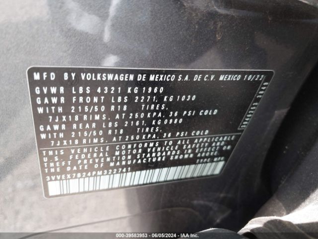 3VVEX7B24PM322741 Volkswagen Taos 1.5t Se