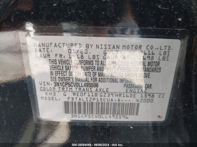 Nissan Kicks Sv Xtronic Cvt 2020 3N1CP5CV0LL495596 Image 9