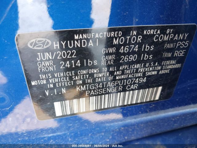 KMTG34TA6PU107494 Genesis G70 2.0t Rwd