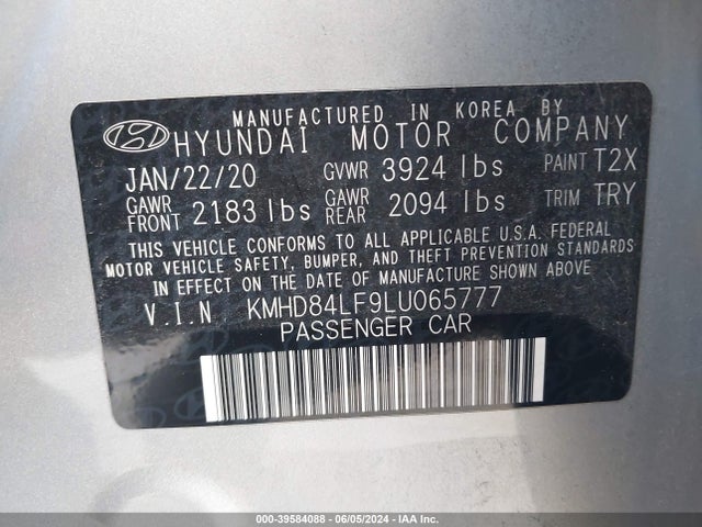 Hyundai Elantra Value Edition 2020 KMHD84LF9LU065777 Image 9