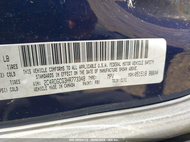 Dodge Grand Caravan Sxt 2017 2C4RDGCG3HR773348 Image 9