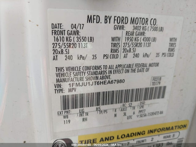 Ford Expedition King Ranch 2017 1FMJU1JT6HEA67980 Image 9