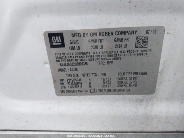 KL4CJASB2HB006326 Buick Encore Preferred