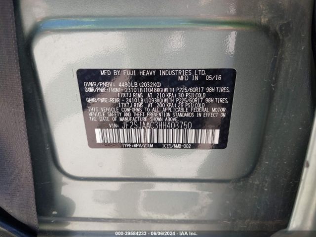 JF2SJAAC3HH403750 Subaru Forester 2.5i