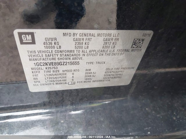 Chevrolet Silverado 2500hd Lt 2016 1GC2KVE89GZ215655 Image 9