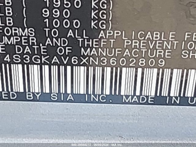 4S3GKAV6XN3602809 Subaru Impreza Premium
