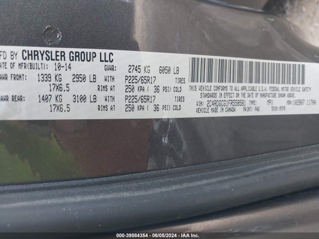 Dodge Grand Caravan Sxt 2015 2C4RDGCG1FR558581 Image 9