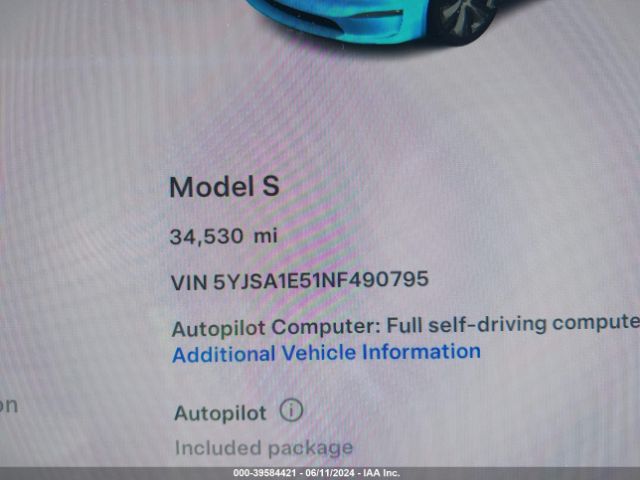 5YJSA1E51NF490795 Tesla Model S Dual Motor All-wheel Drive