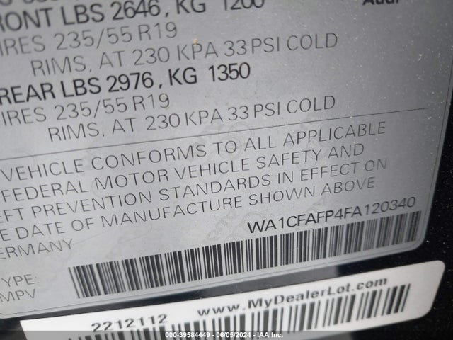 Audi Q5 2.0t Premium 2015 WA1CFAFP4FA120340 Image 9
