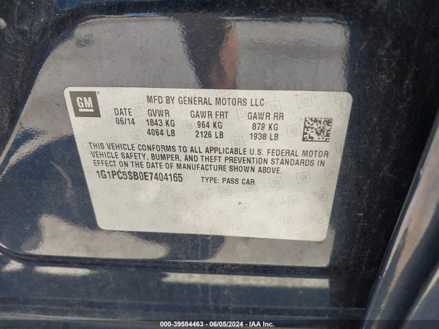 Chevrolet Cruze 1lt Auto 2014 1G1PC5SB0E7404165 Image 9