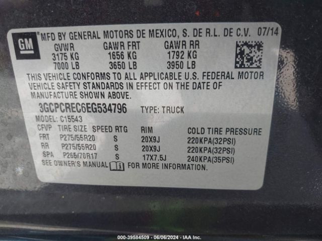 3GCPCREC6EG534796 Chevrolet Silverado 1500 1lt