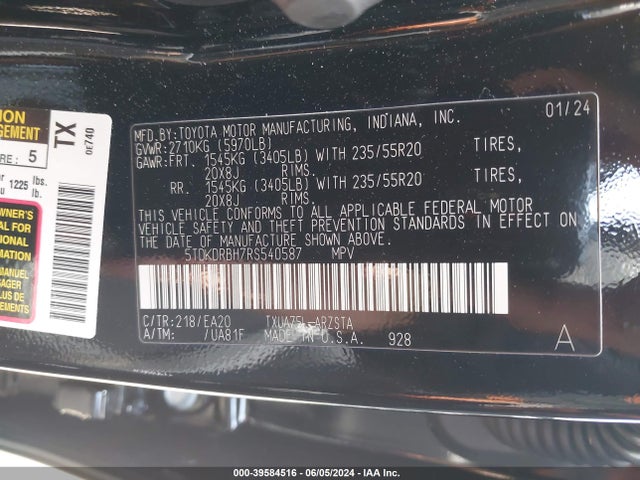 Toyota Highlander Xse 2024 5TDKDRBH7RS540587 Image 9