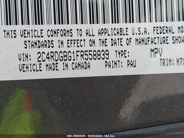 Dodge Grand Caravan Se 2015 2C4RDGBG1FR558839 Image 9