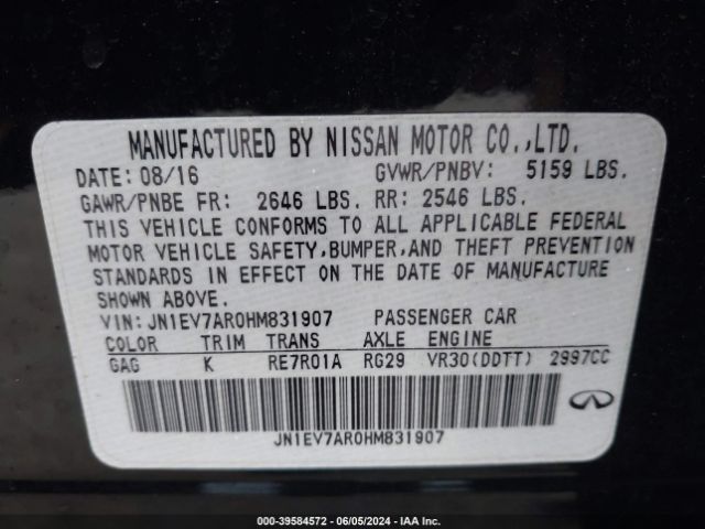 JN1EV7AR0HM831907 Infiniti Q50 3.0t Premium