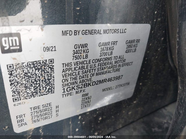 GMC Yukon 4wd Slt 2021 1GKS2BKD2MR463987 Image 9