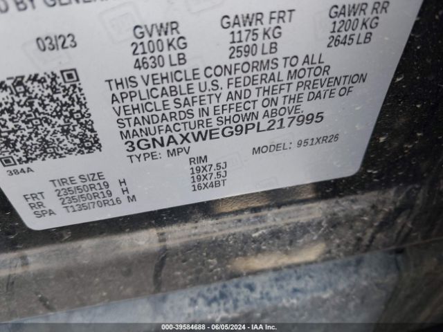 3GNAXWEG9PL217995 Chevrolet Equinox Awd Rs