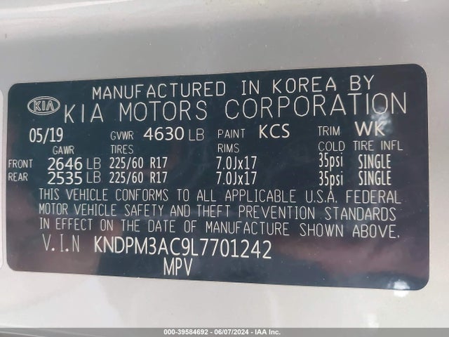 KIA Sportage Lx 2020 KNDPM3AC9L7701242 Image 9