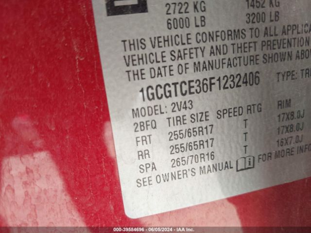 1GCGTCE36F1232406 Chevrolet Colorado Z71