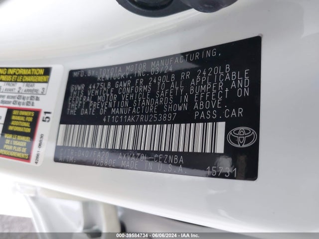 Toyota CAMRY LE 2024 4T1C11AK7RU253897 Image 9