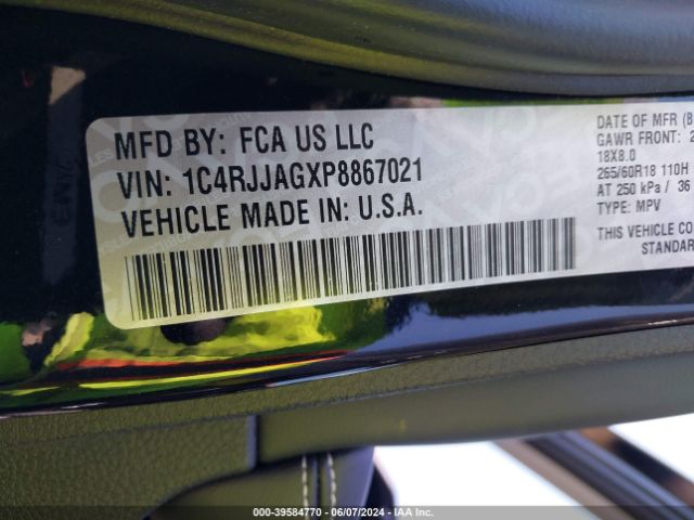 1C4RJJAGXP8867021 Jeep Grand Cherokee L Laredo 4x2
