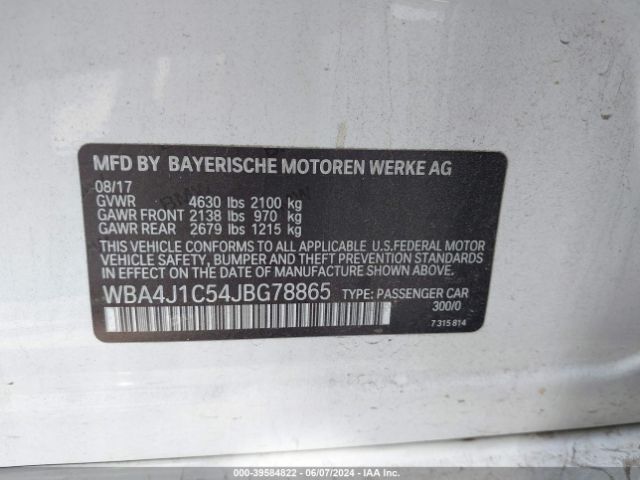 WBA4J1C54JBG78865 BMW 430i Gran Coupe