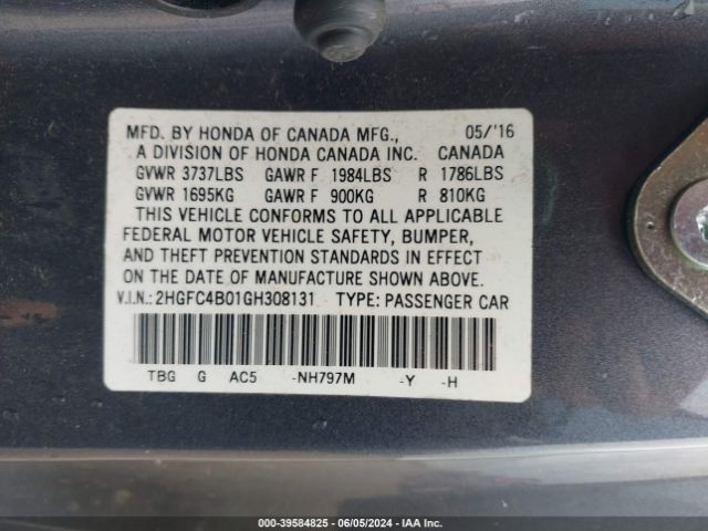 2HGFC4B01GH308131 Honda Civic Lx-p