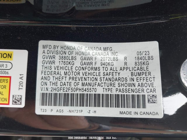 Honda Civic Sport 2023 2HGFE2F50PH545570 Image 9