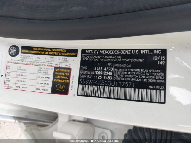 55SWF4KB0GU117571 Mercedes-Benz C 300
