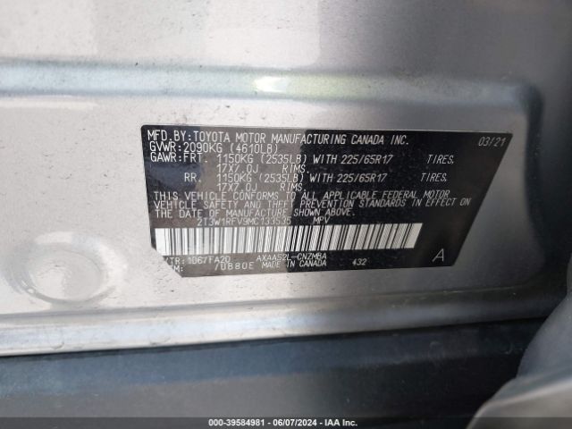2T3W1RFV9MC133535 Toyota Rav4 Xle